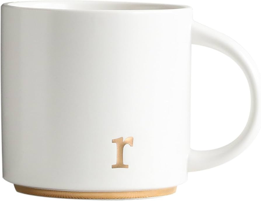 COLLECTIVE HOME - Monogram Ceramic Mugs, 15 oz Golden Initial Coffee Cups, Elegant Alphabet Tea M... | Amazon (US)
