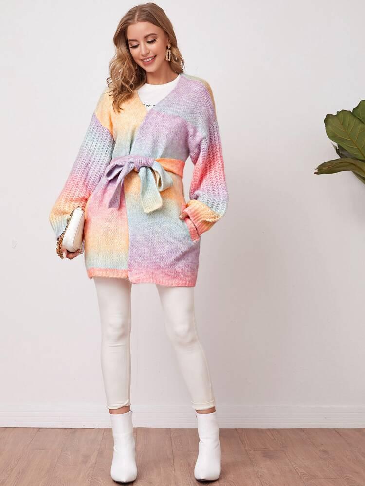 SHEIN Drop Shoulder Slant Pocket Tie Dye Cardigan | SHEIN