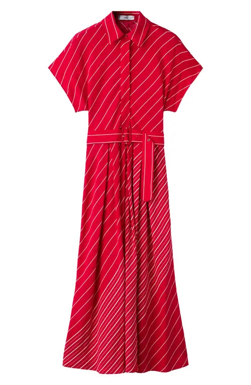 MANGO Stripe Midi Dress in Red at Nordstrom, Size 2 | Nordstrom