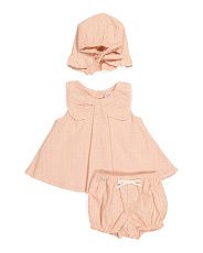 Newborn Girls 2pc Embroidered Tunic Bloomer Set With Bonnet | TJ Maxx
