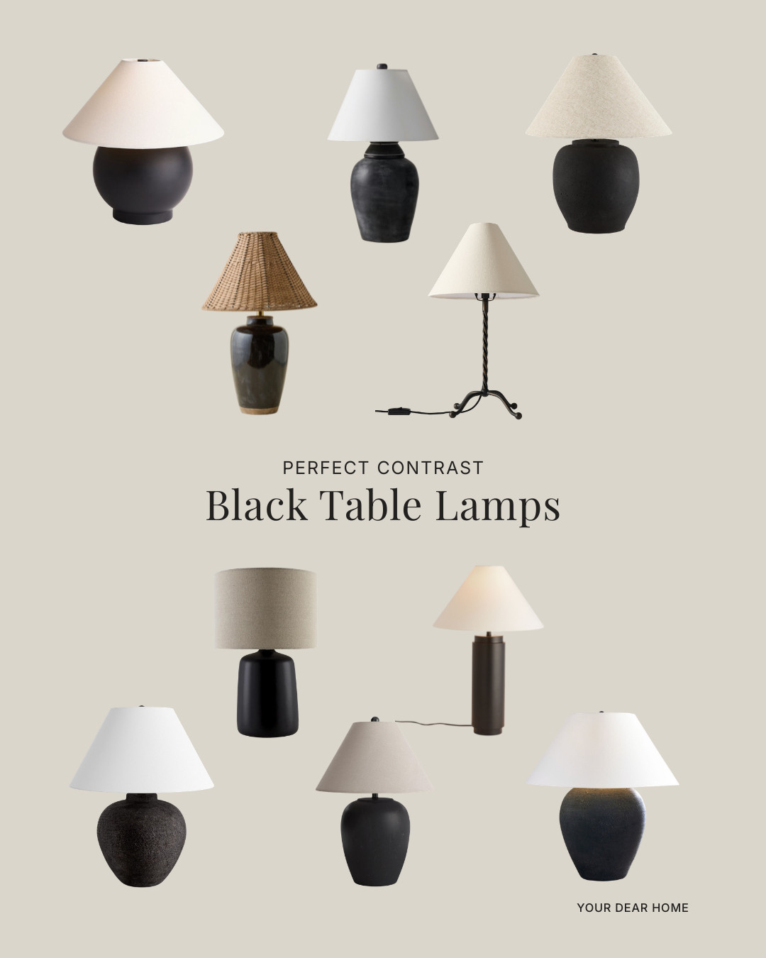 This is one of the easiest ways to add contrast. A black table lamp quietly sharpens a neutral space and makes everything around it feel more defined 

 #LTKHome