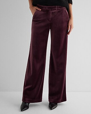 Editor Mid Rise Velvet Relaxed Trouser Pant | Express