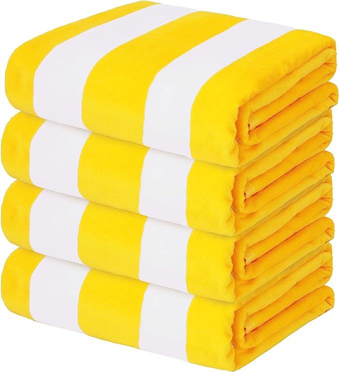 Exclusivo Mezcla 4-Pack 100% Cotton Large Cabana Stripe Beach Towels, Super Absorbent Soft Plush ... | Amazon (US)