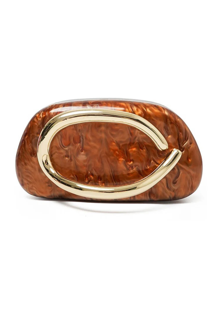 Elodie Acrylic Frame Clutch - Cognac | Confête