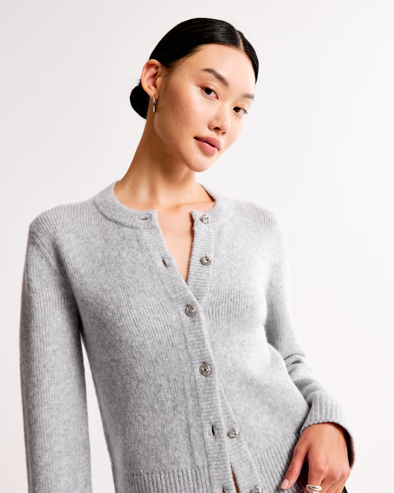 Women's Novelty Button Crew Cardigan | Women's Tops | Abercrombie.com | Abercrombie & Fitch (US)