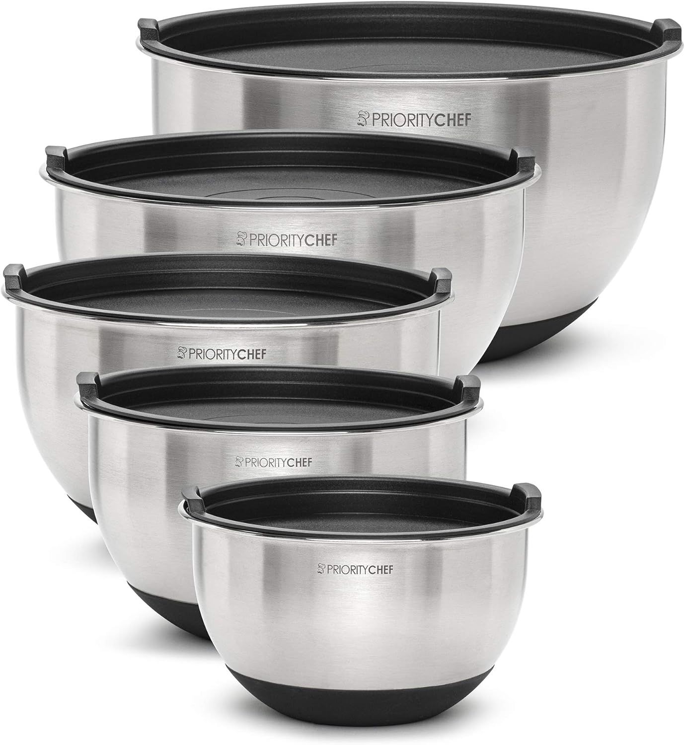 PriorityChef Premium Mixing Bowls With Lids, Inner Measurement Marks and Thicker Stainless Steel ... | Amazon (US)