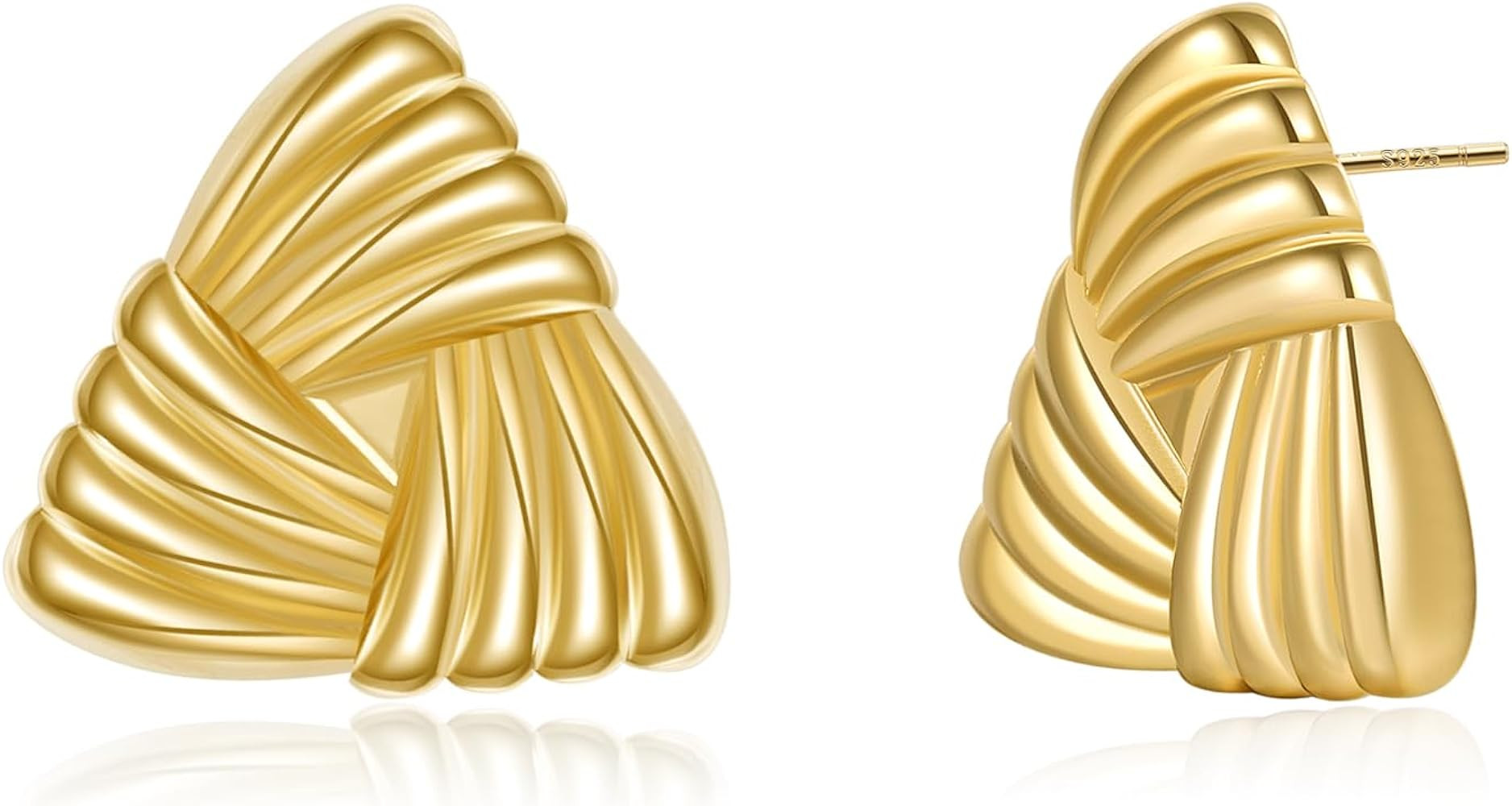 MOROTOLE Chunky Gold Earrings, Large Gold Statement Stud Earrings for Women Trendy 18K Real Gold ... | Amazon (US)