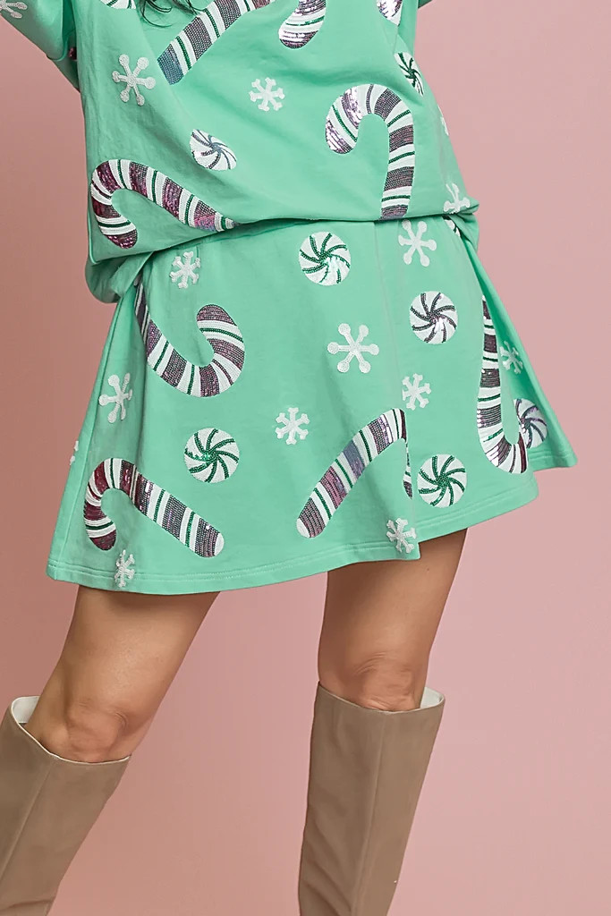 Candy Cane Teal Skort | Belle Cher