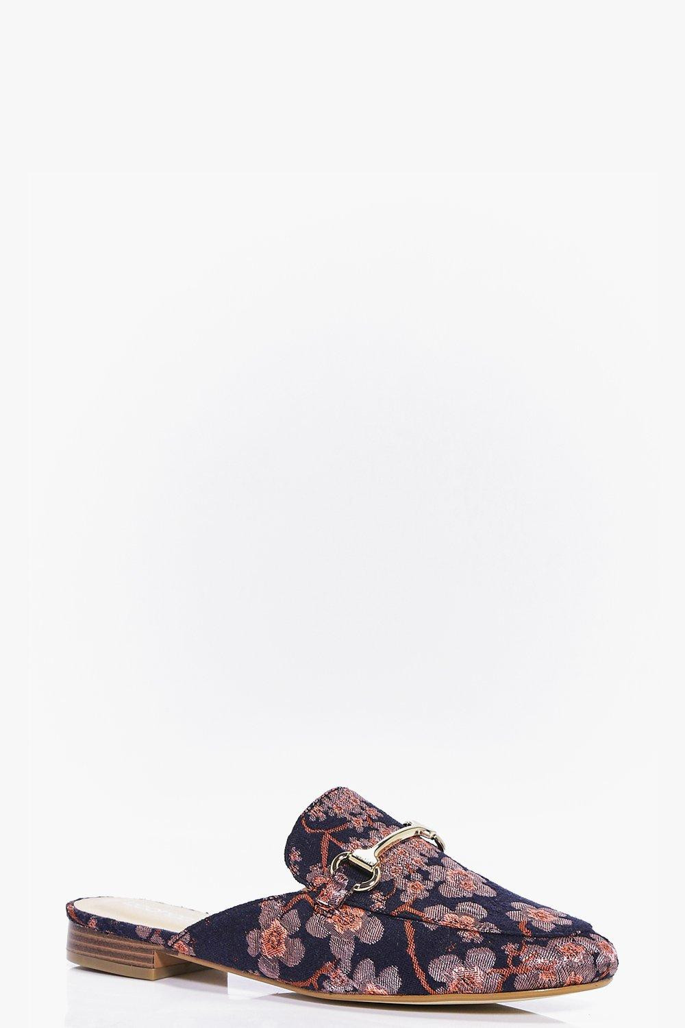 Natasha Denim Floral Mule Loafer | Boohoo.com (UK & IE)