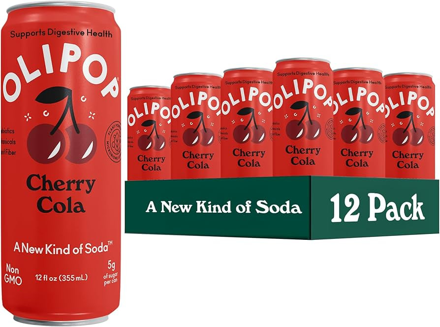 OLIPOP Prebiotic Soda Pop, Cherry Cola, Pantry Pack Packed with Prebiotics, Fiber, and Botanicals... | Amazon (US)