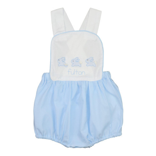 Blue Embroidered Bunny Bubble | Cecil and Lou