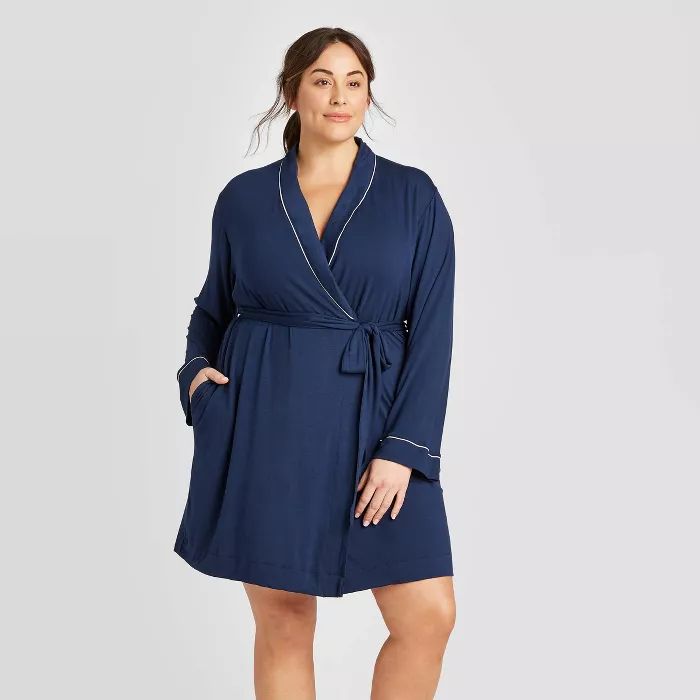 Women's Plus Size Beautifully Soft Robe - Stars Above™ Navy 3X-4X | Target