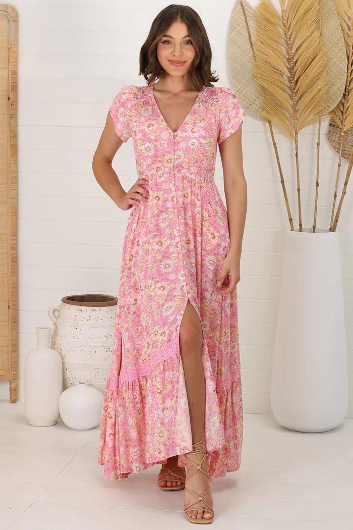 Carmen - Pink Avalon Maxi Dress | Salty Crush