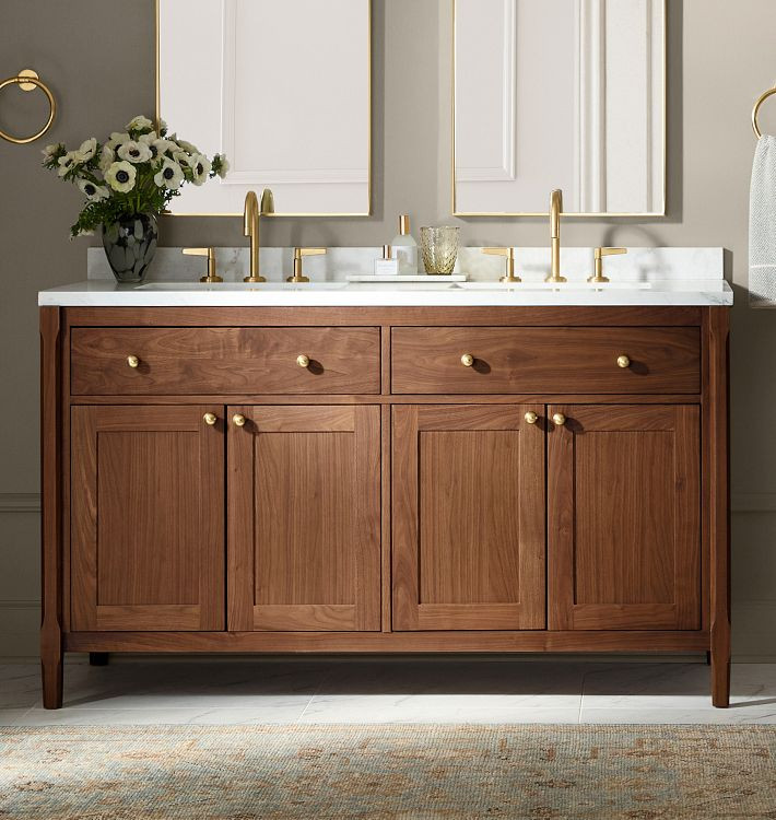 Ladd 60" Walnut Double Vanity | Rejuvenation