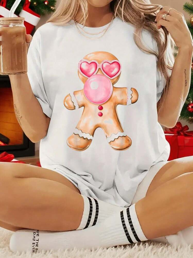 Pink gingerbread blowing bubble | SHEIN