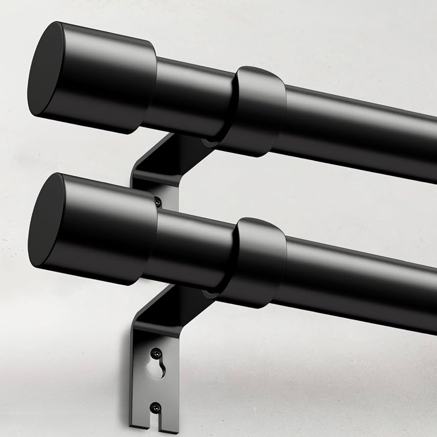 2 Pack Heavy Duty Curtain Rods for Windows 28 to 48 Inch, 1 Inch Black Curtain Rods Set of 2 Pack... | Amazon (US)