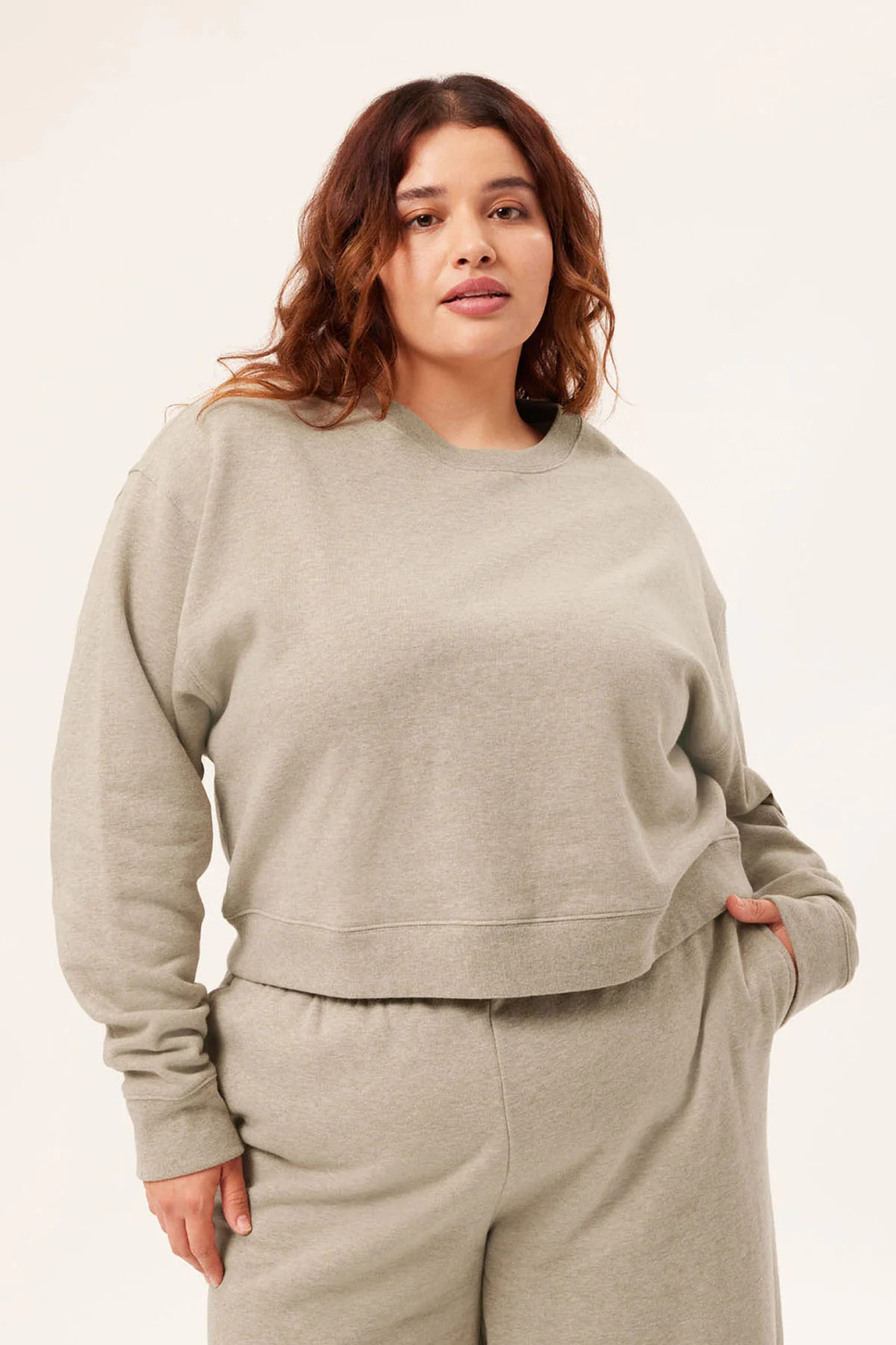 Porcini Heather 50/50 Cropped Sweatshirt | Girlfriend Collective