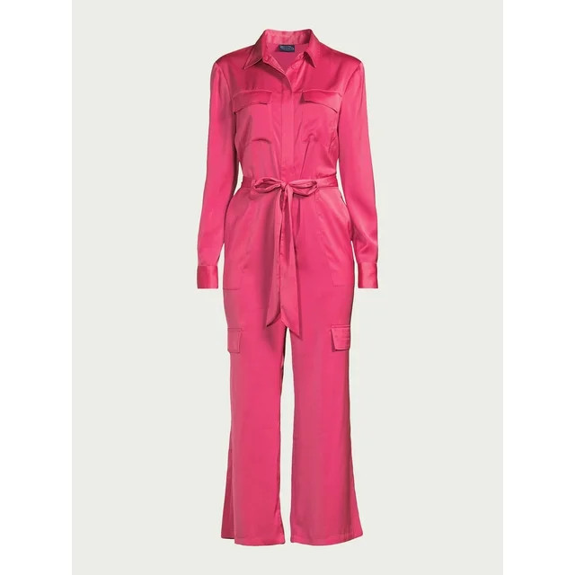 Scoop Women's Satin Wide Leg Jumpsuit, Sizes XS-XXL | Walmart (US)