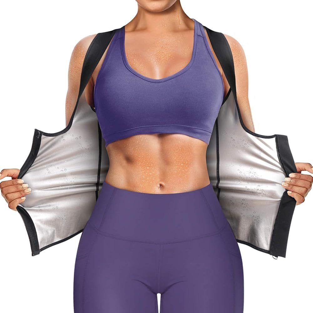 Junlan Sauna Suit for Women Waist Trainer Vest for Women Sweat Tank Top Shaper for Women with Zip... | Amazon (US)