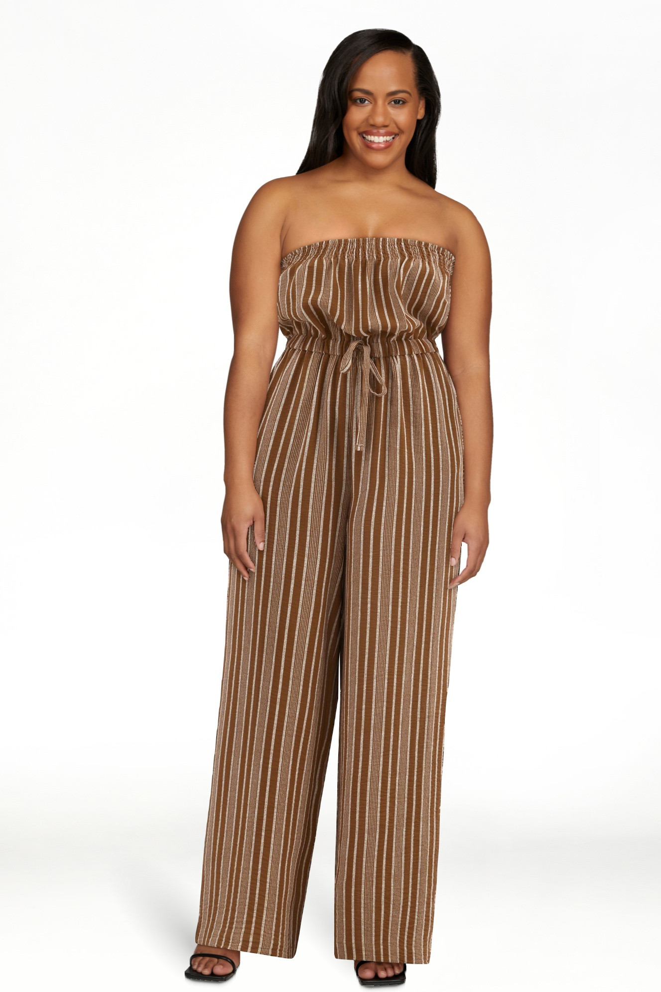No Boundaries Crinkle Strapless Jumpsuit, Women's | Walmart (US)