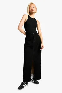Basic Split Front Denim Maxi Skirt | boohoo (US & Canada)