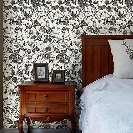 ZLEYECZ Floral Wallpaper Peel and Stick Dark Farm Floral Stick Wallpaper, Vinyl Wallpaper Flower ... | Amazon (US)