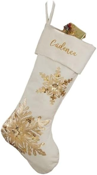 Personalization Universe Glistening Snowflake Personalized Christmas Stocking, Customizable with ... | Amazon (US)