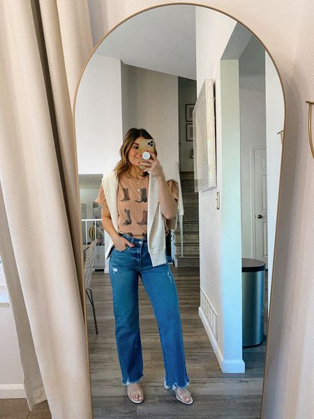 Loving these jeans so much! They run tts.
Tee size xs
Jeans size 25
Casual denim look, denim outfit, denim style, straight leg jeans

#LTKFindsUnder100 #LTKFindsUnder50 #LTKStyleTip