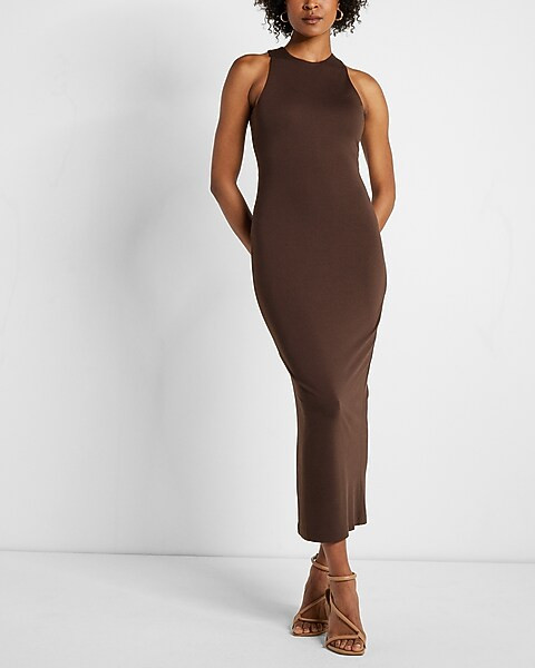 Body Contour High Neck Back Cutout Maxi Dress | Express