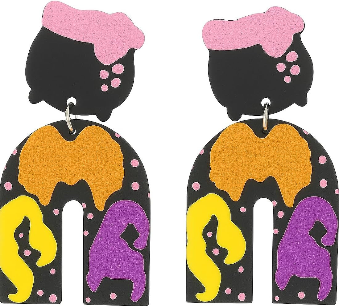 Cute Pair of Sanderson Sister/Hocus Pocus Themed Earrings with Witches Caudren for Halloween, Cos... | Amazon (US)