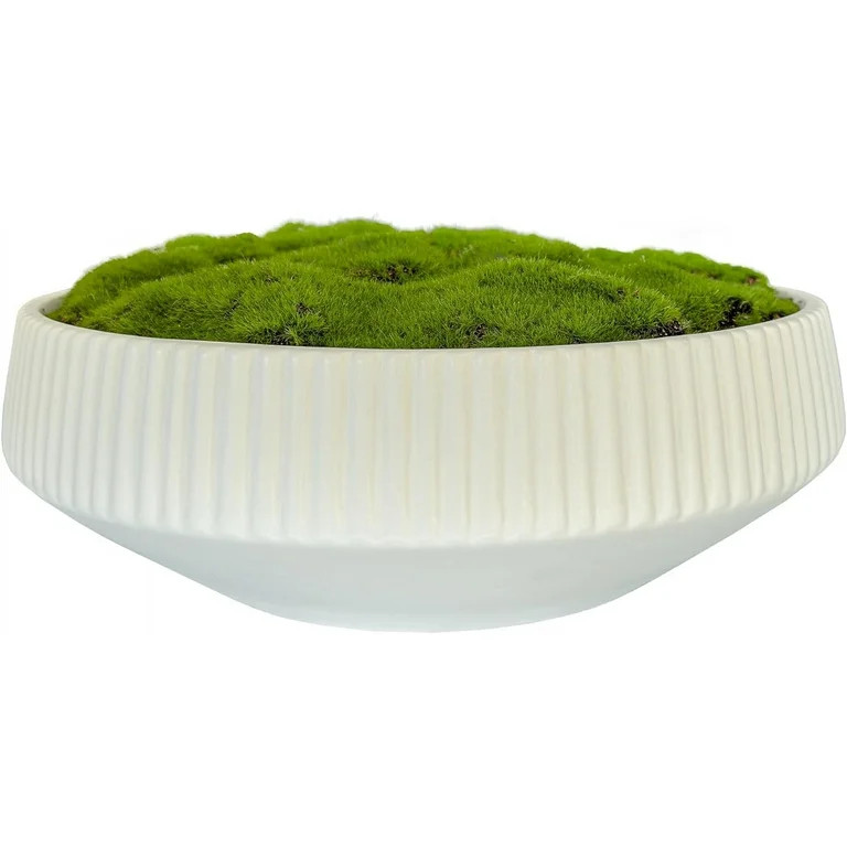 Moss Bowl | 12" Diameter | Artificial | Lightweight Ceramic | Fluted Bowl | Home Décor | Walmart (US)