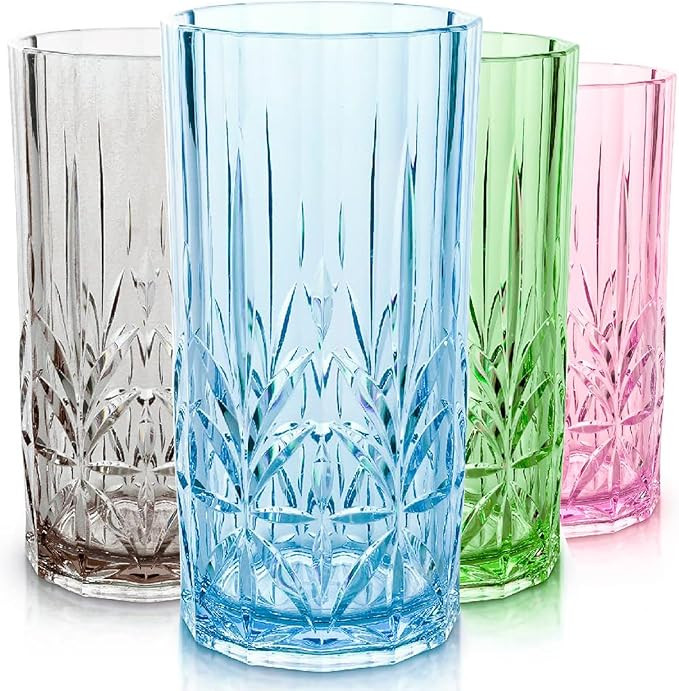 BELLAFORTE Shatterproof Tritan Tall Tumbler, Set of 4, 18oz - Myrtle Beach Glasses Drinking - Unb... | Amazon (US)