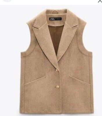 Zara Longline Double Pocket Collared  Vest /Jacket Size Xs NEW | eBay UK
