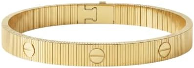 Linear Striped 18K Gold-plated Flexible Bracelets for Women Trendy Love Bangle Bracelets Stack St... | Amazon (US)