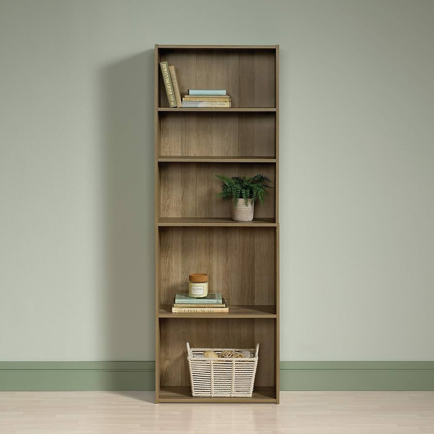 Sauder Beginnings 5 Bookcase/Book Shelf, L: 24.57" x W: 11.50" x H: 71.18", Summer Oak finish | Amazon (US)