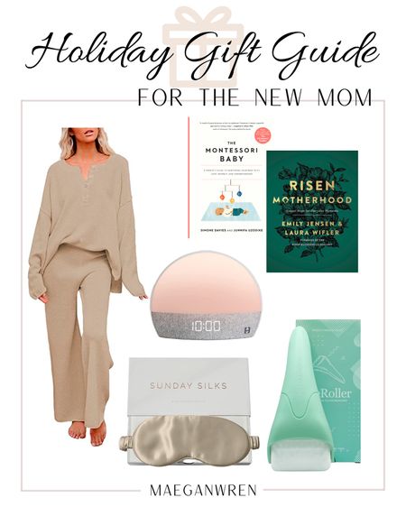 Holiday Gift Guide For The New Mom, lounge set, Montessori baby book, risen motherhood book, hatch restore machine, noise machine, night light, alarm clock, wireless charger, all in one, ice roller, sleep mask, eye mask, Amazon finds, affordable

#LTKHoliday #LTKGiftGuide #LTKitbag