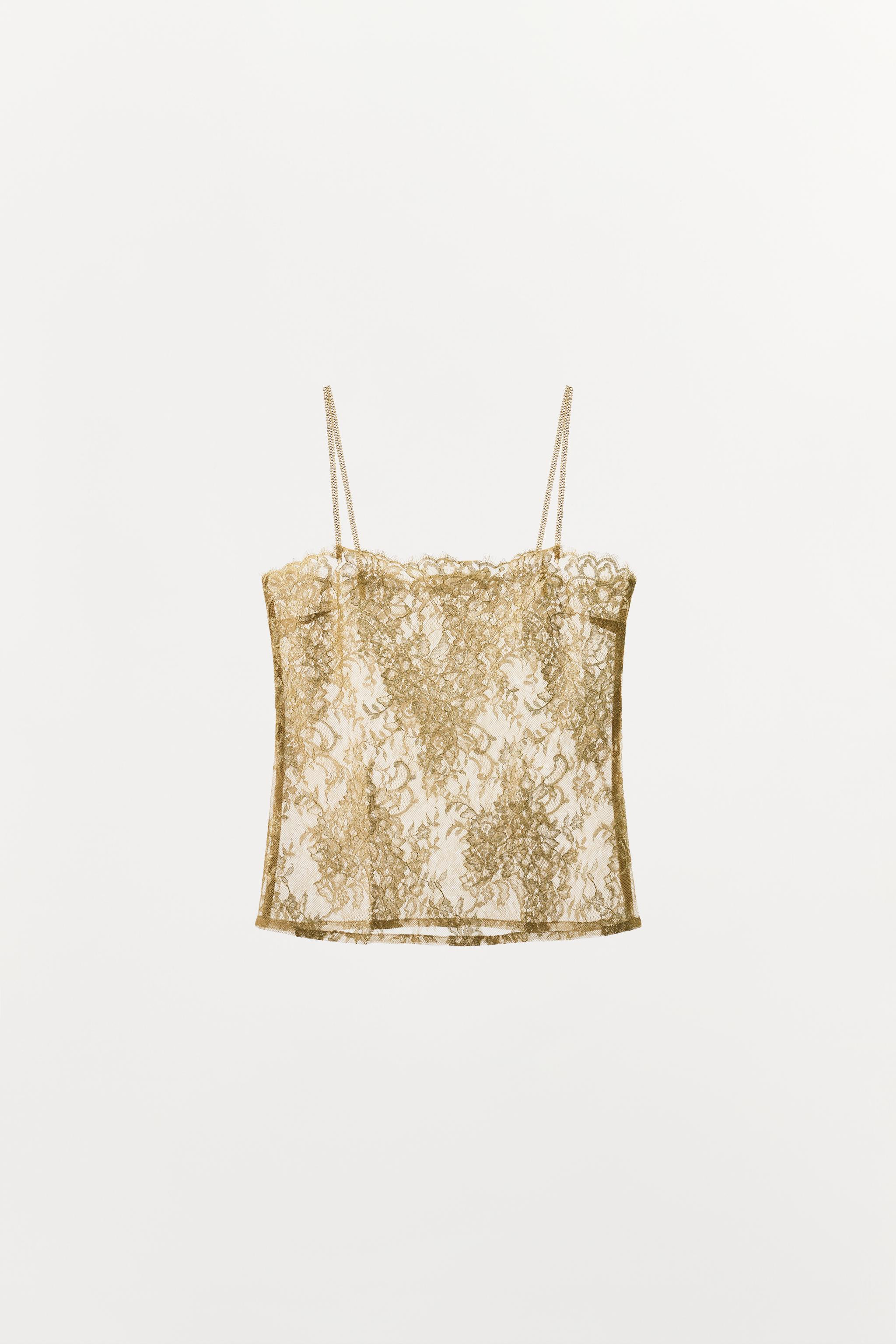 METALLIC THREAD LACE TOP | Zara US