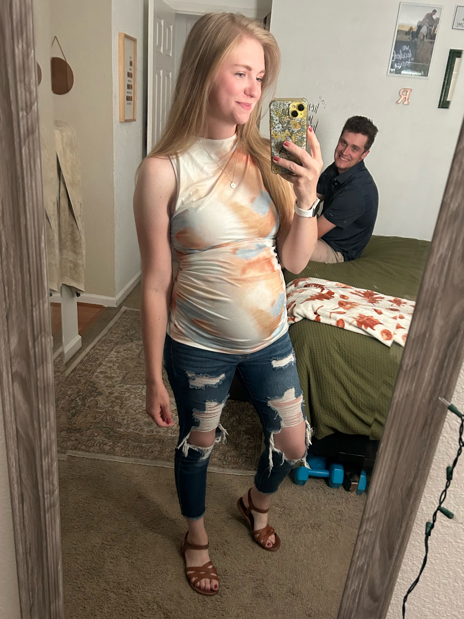 SHEIN maternity shirt - tts comfy 
Brown sandals - runs a tad large 


#LTKShoeCrush #LTKBump #LTKParties