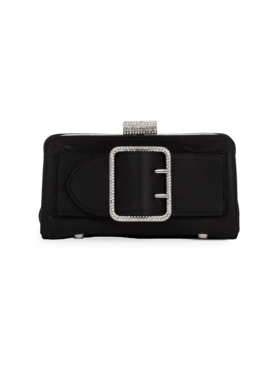 SIMKHAI Nolan Satin Pave Buckle Clutch | Saks Fifth Avenue