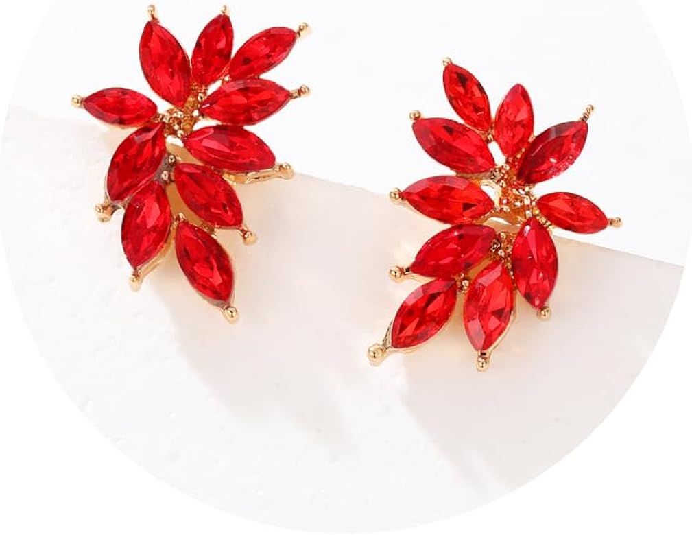 Small Rhinestone Stud Earrings Dainty Marquise Crystal Cluster Earring for Women Girls Wedding Br... | Amazon (US)