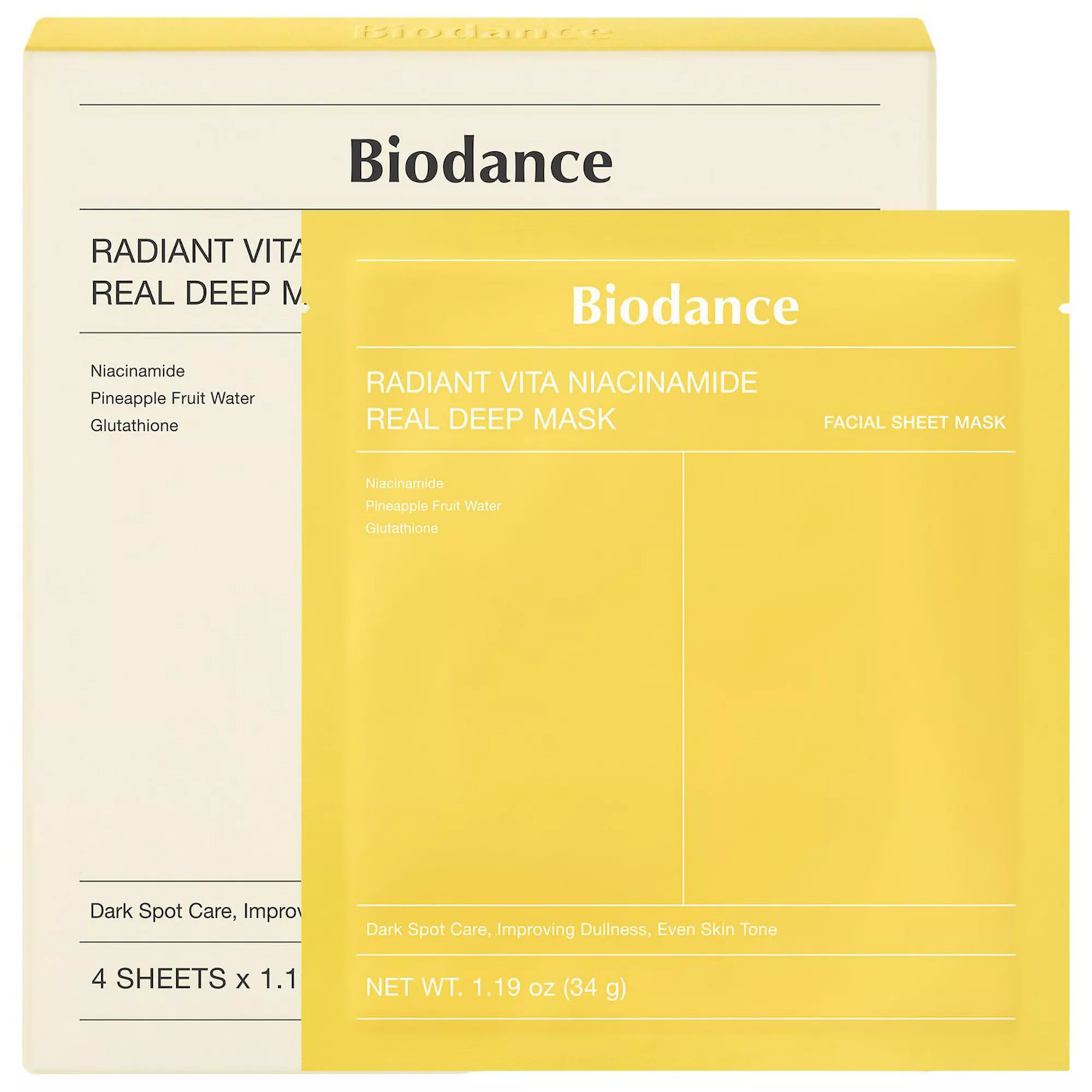 Biodance Radiant Vita Niacinamide Real Deep Mask 4 Pack for Brightening Dull Skin & Dark Spot Car... | Kohl's