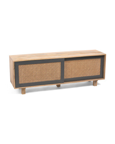 55x14x19.5 Solid Mango Wood And Cane Ashton Media Console | TJ Maxx