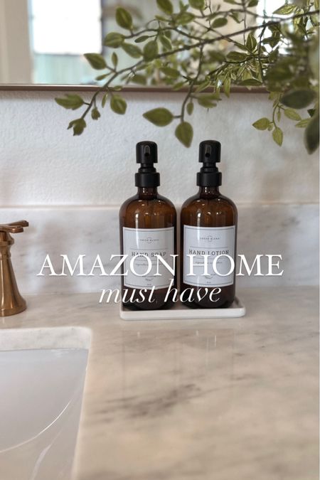✨Amazon Home Find✨ These Amber glass soap dispensers with a variety of labels to choose from, may be my favorite home find to date. You can also choose from different colored pumps. The tray is bought separately from Amazon. Both are linked🤎


#amazonhomefind #amazonfind #soapdispenser #bathroomsoapdispenser #kitchensoapdispenser #amberglass #amberglasssoapdispenser 

#LTKhome
