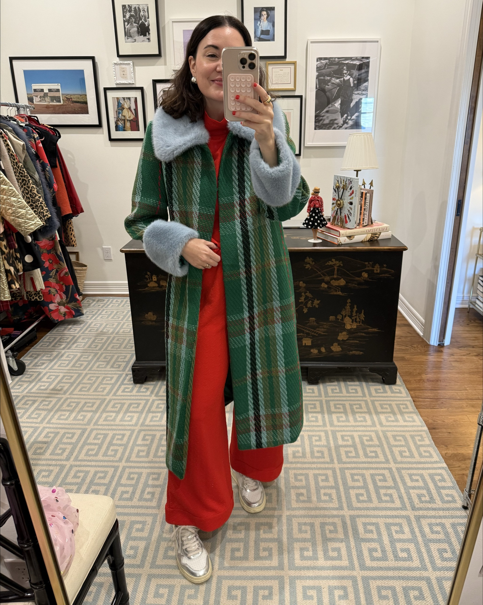 Cozy & casual outfit ❤️ Plaid coat runs true- I’m in the size 6. Silver sneakers run true- if you’re a half size go up. 

#LTKHoliday #LTKOver40 #LTKmomlife