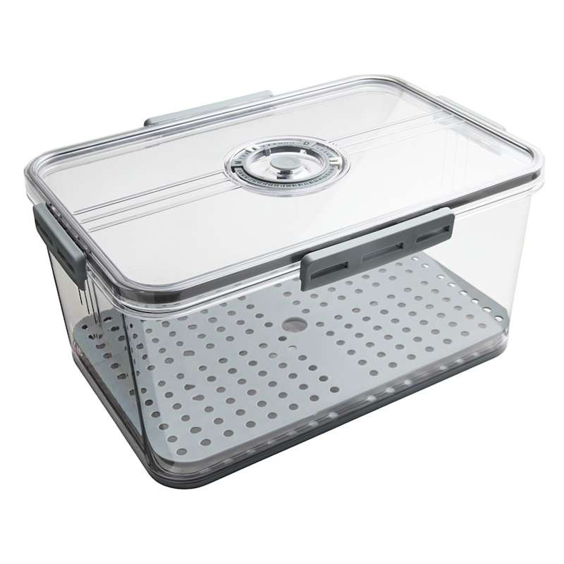 REAL SIMPLE Grey Produce Fridge Storage With Date Marker Lid, 7L | At Home
