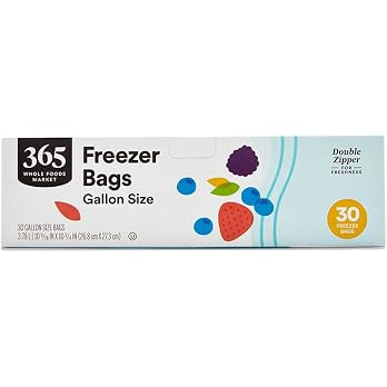 365 by Whole Foods Market, Gallon Size Freezer Bags, Double Zipper, 30 Count | Amazon (US)
