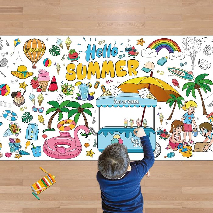 OHOME Summer Giant Coloring Poster/Tablecloth - Summer Decorations - 30 x 72 Inches Jumbo Paper C... | Amazon (US)