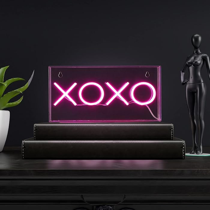 JONATHAN Y NEN1005A XOXO 11.75" Contemporary Glam Acrylic Box USB Operated LED Neon Light, Pink P... | Amazon (US)