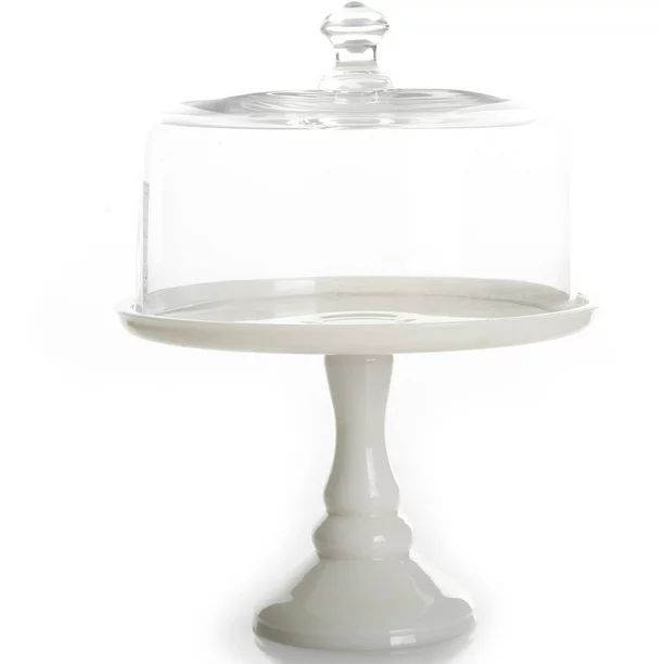 The Pioneer Woman Timeless Beauty 10-Inch Milk White Cake Stand with Glass Cover - Walmart.com | Walmart (US)