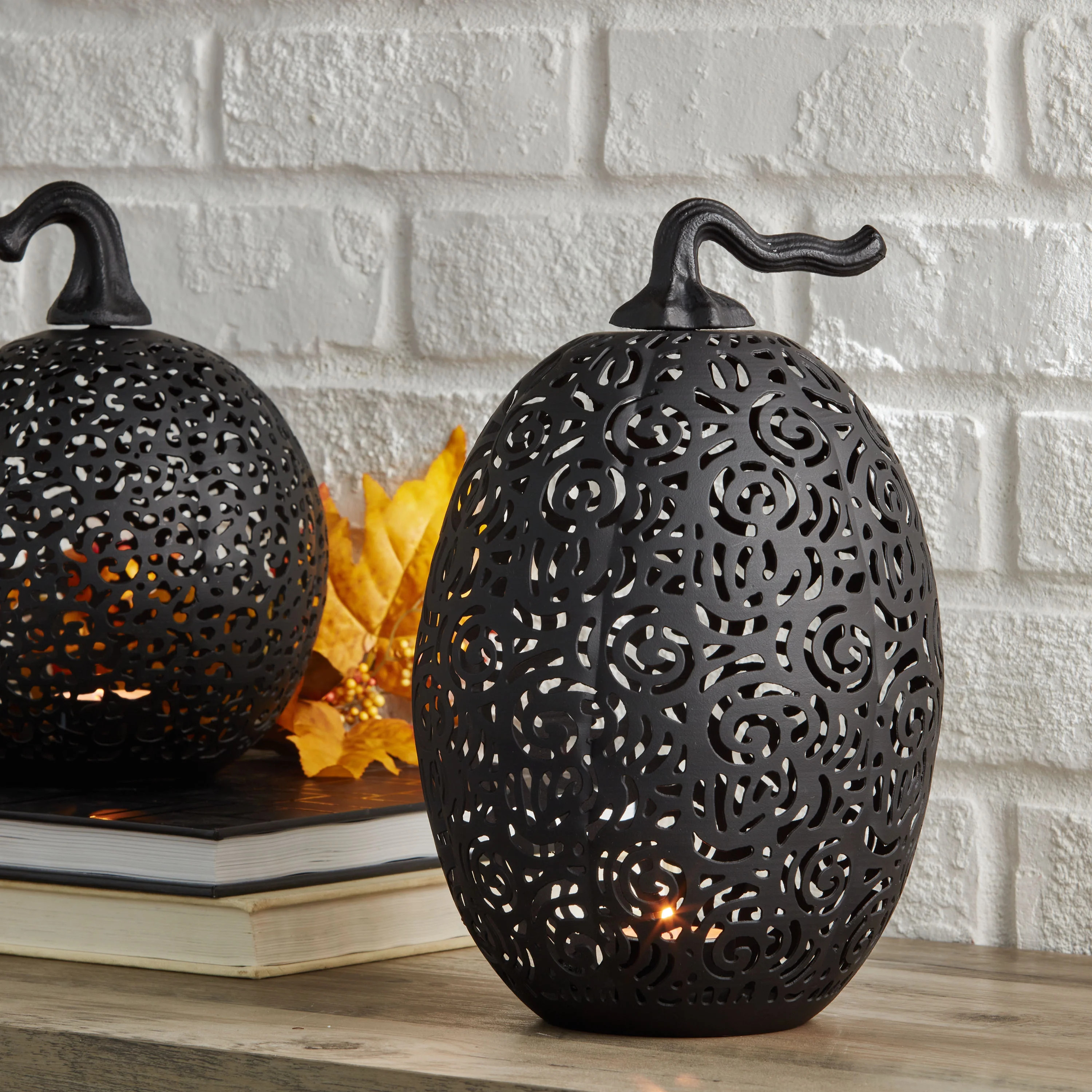 Way To Celebrate Metal Pumpkin Tea Light Holder Black, 11 inch | Walmart (US)